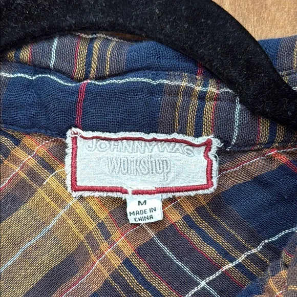 Johnny Was workshop Floral Embroidered Plaid Shirt - Picture 5 of 8